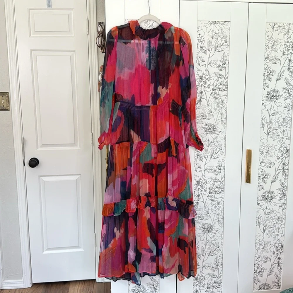 Anthropologie Marais chiffon watercolor tiered maxi dress - Picture 10 of 11